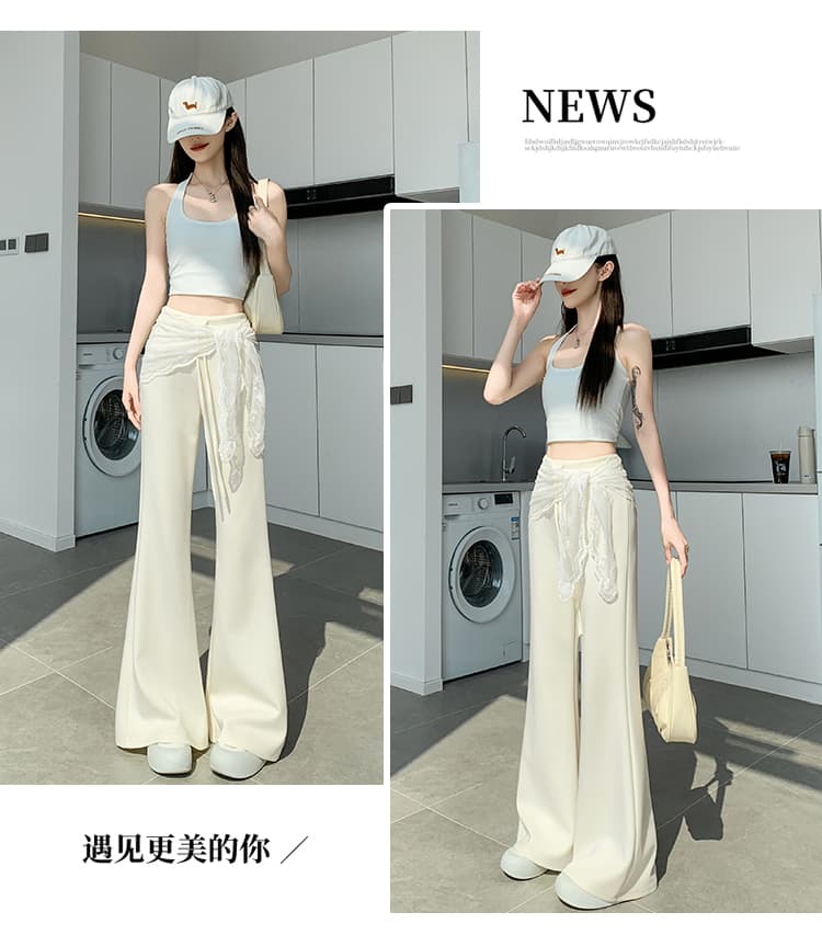 실사 레이스 레이스업 부츠컷 바지 여성 하이웨이스트 좁은 에디션 캐주얼 나팔 운동 웨이 바지 바닥 청소 호스 슈 벨트 랩스커트팬츠 상세 이미지 50