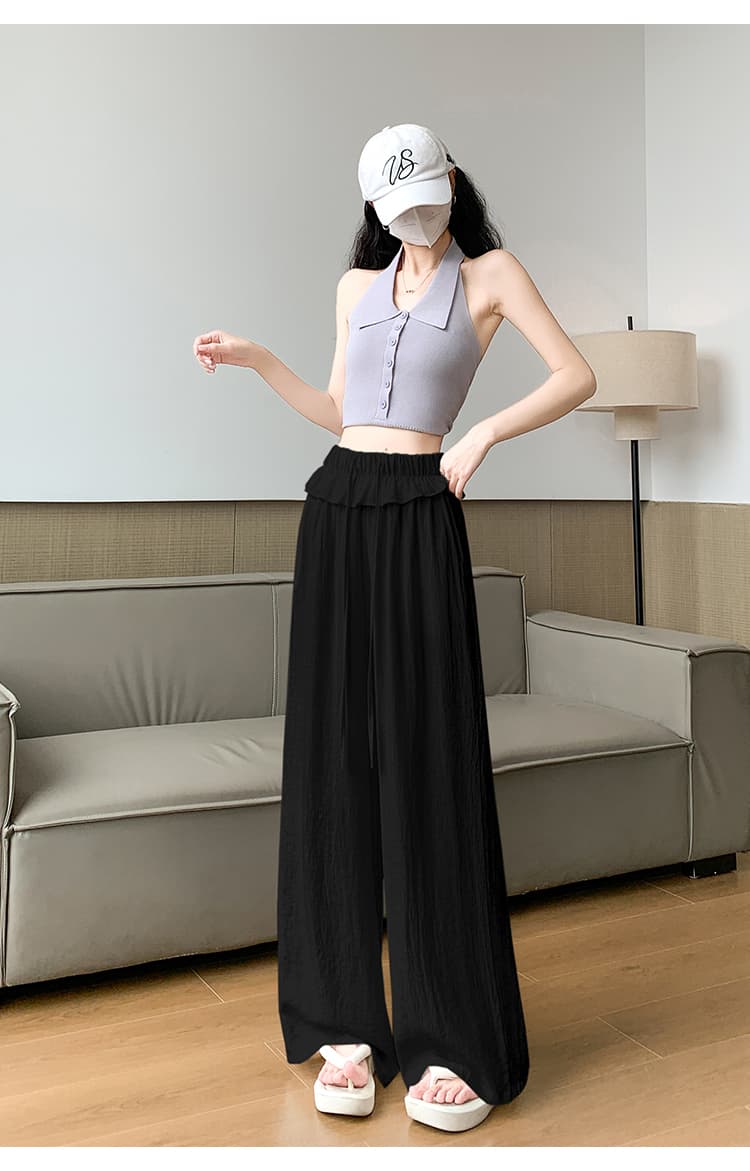 실사 얼음 실크 면 린넨 와이드 레깅스 바지 여름 프릴 랩스커트팬츠 느긋한 바람 캐주얼 야마모토 바지 스트레이트 바닥 청소 바지 상세 이미지 36