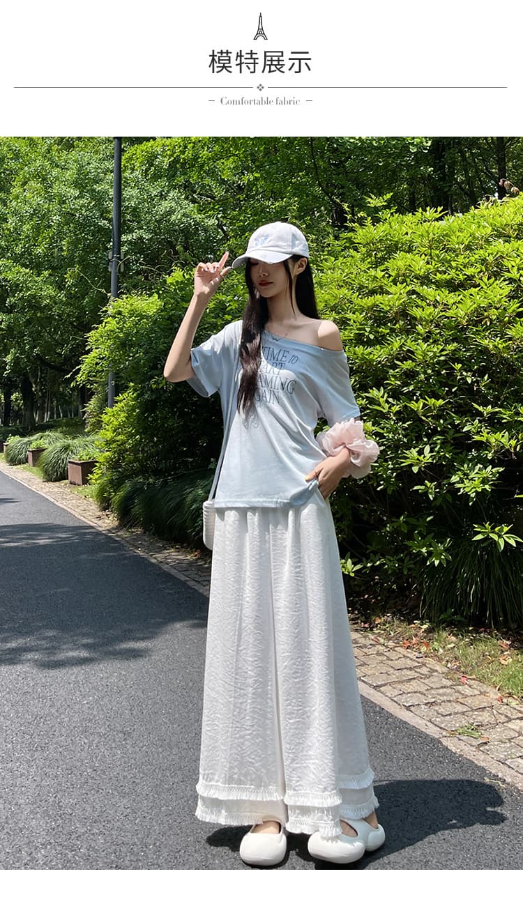 실사 면 린넨 이중층 술 와이드 레깅스 바지 2026 여름 새로운 얼음 실크 주름 센스 하이웨이스트 슬림해 보이는 다용도 치마바지 상세 이미지 23