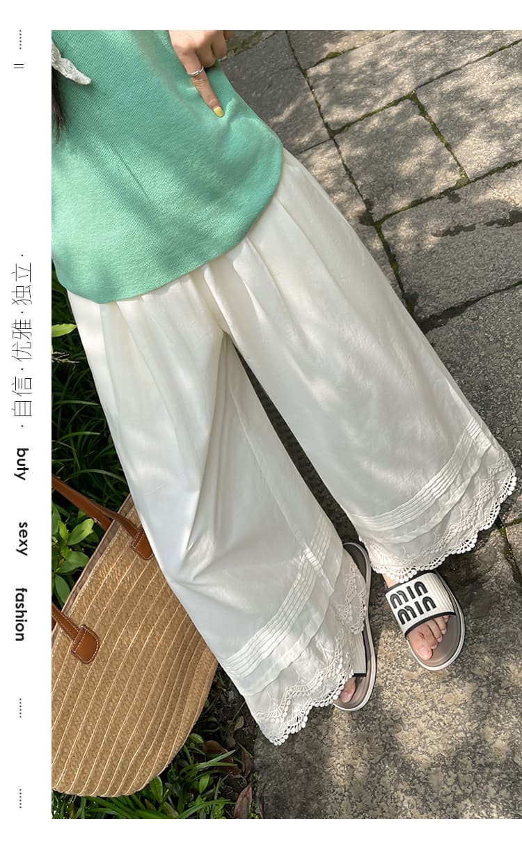 실사 이중층 레이스 플리츠 패치워크 와이드 레깅스 바지 2026 여름 새로운 하이웨이스트 슬림해 보이는 도루 센스 다용도 요정 바지 상세 이미지 26