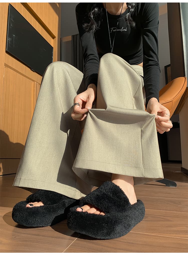 실사 불규칙 지불 엉덩이 정장 와이드 레깅스 바지 가을 하이웨이스트 도루 센스 슬림해 보이는 디자인 센스 바닥 청소 와이드 레그 팬츠 상세 이미지 22