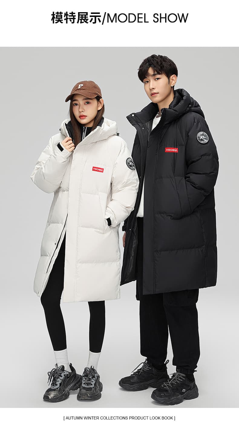 새로운 트렌드 오리털 야외 산계 다운 재킷 생방송 남녀 커플 국경 간 야외 후드 보온 자켓 상세 이미지 11