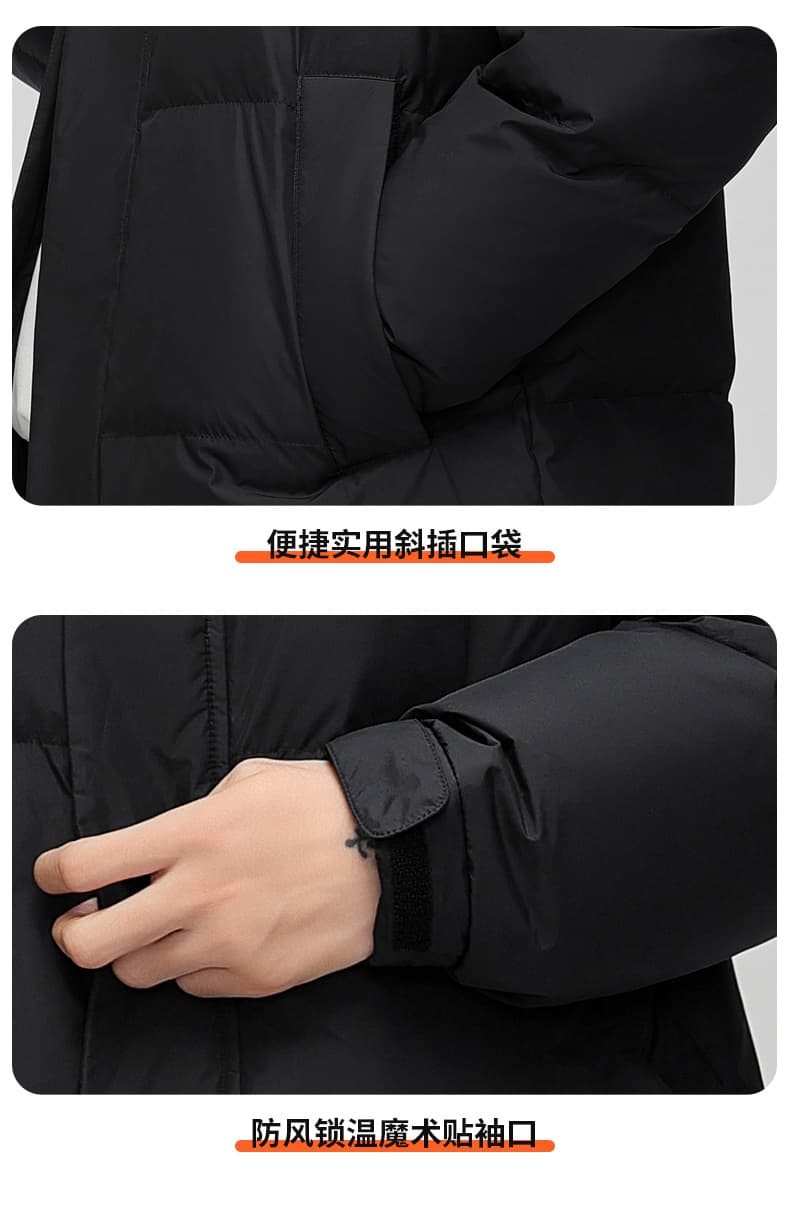 새로운 트렌드 야외 루즈핏 후드 재킷 다운 재킷 남녀 중간 길이 높은 품질 국가 표준 후드 재킷 상세 이미지 26