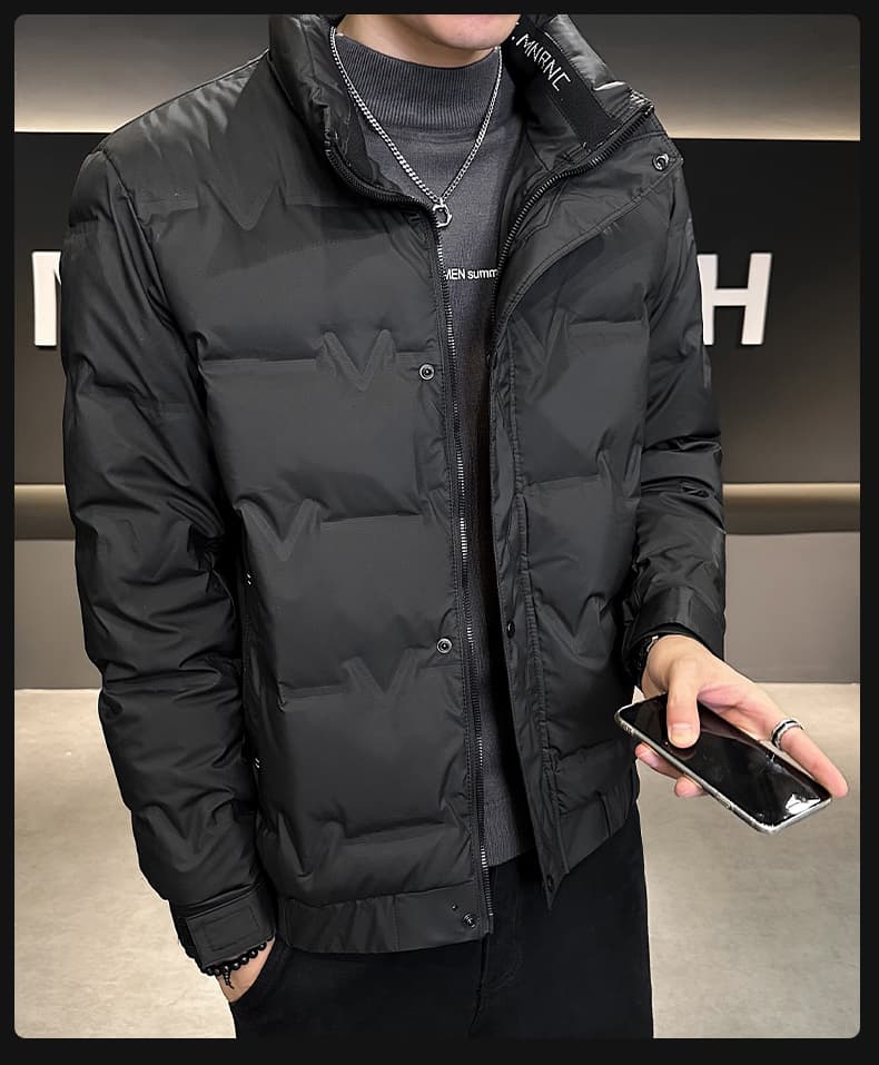 국경 간 야외 스포츠 워크웨어 남성 생방송 폭발 높은 품질 다운 재킷 남자 쇼트 스타일 스탠드 칼라 보온 재킷 상세 이미지 13