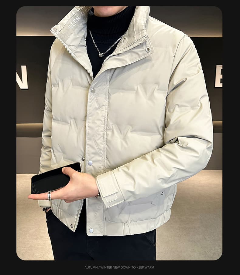 국경 간 야외 스포츠 워크웨어 남성 생방송 폭발 높은 품질 다운 재킷 남자 쇼트 스타일 스탠드 칼라 보온 재킷 상세 이미지 19