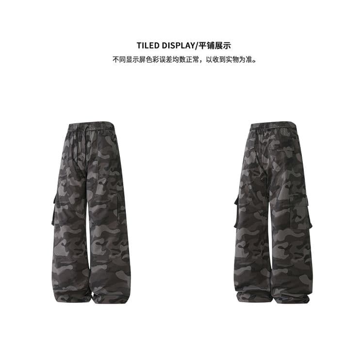 캐주얼 운동 카모플라주 남성 조수 브랜드 봄 가을 겨울 새로운 루즈핏 스트레이트 긴 바지 낙하산 병 바지 기타 주머니 워크웨어 팬츠 상세 이미지 5