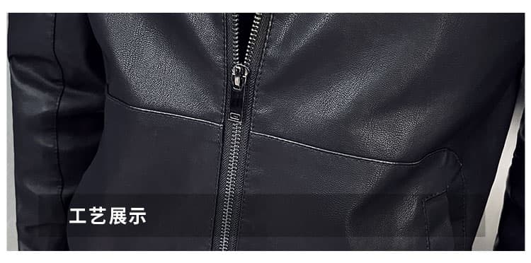 국경 간 레트로 후드 루즈핏 PU 가죽 외투 남성 의류 디자인 작은 대중 아메리칸 지퍼 검정색 가죽 자켓 맨위 상세 이미지 16