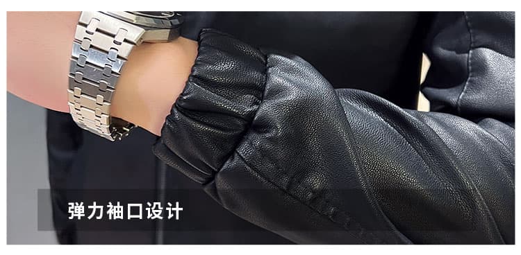 국경 간 레트로 후드 루즈핏 PU 가죽 외투 남성 의류 디자인 작은 대중 아메리칸 지퍼 검정색 가죽 자켓 맨위 상세 이미지 17
