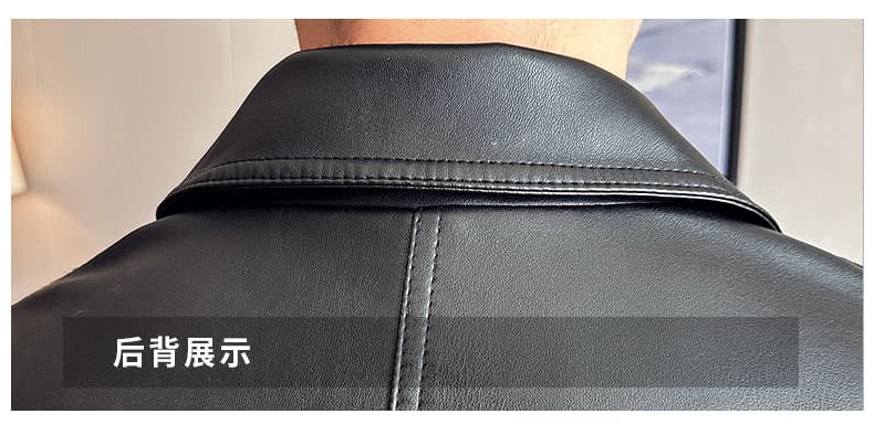 국경 간 가죽 재킷 남성 재킷 가을 겨울 조수 브랜드 스탠드 칼라 오토바이 서비스 방풍 잘 생긴 몸매 가꾸기 악당 잘 생긴 PU 가죽 남자 재킷 상세 이미지 17