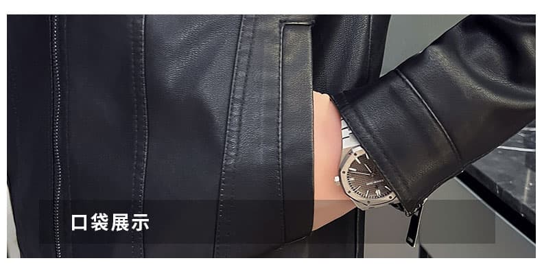 국경 간 새로운 트렌드 청춘 다용도 중청년 캐주얼 재킷 남성 pu 가죽 재킷 폴로 칼라 패션 긴팔 재킷 상세 이미지 18