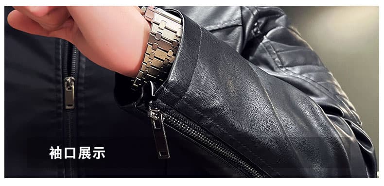 국경 간 봄과 가을 옷 가죽 재킷 남자 새로운 한국 스타일 트렌드 패션 스탠드 칼라 몸매 가꾸기 pu 가죽 자켓 잘 생긴 청년 재킷 상세 이미지 27