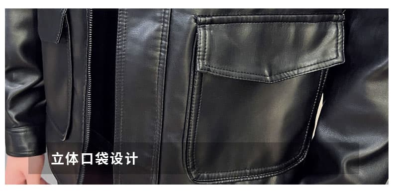 국경 간 봄 가을 오토바이 재킷 청소년 남성 스탠드 칼라 pu 재킷 캐주얼 스탠드 칼라 가죽 재킷 방풍 보온 재킷 상세 이미지 16
