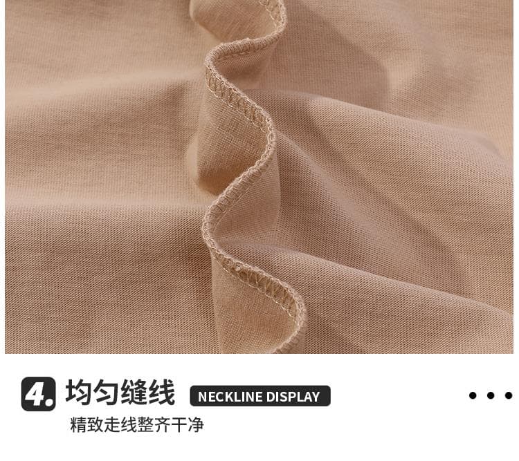국경 간 새로운 남성 더블 실 일반 섹션 순면 무거운 단색 라운드 넥 티셔츠 캐주얼 루즈핏 맨위 티셔츠 반팔 상세 이미지 29