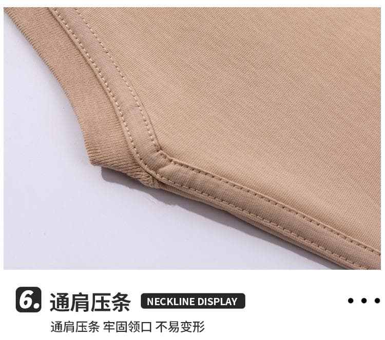 국경 간 새로운 남성 더블 실 일반 섹션 순면 무거운 단색 라운드 넥 티셔츠 캐주얼 루즈핏 맨위 티셔츠 반팔 상세 이미지 31