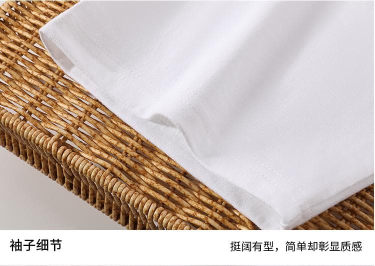 국경 간 새로운 남성 가을 어깨 다용도 순면 무거운 단색 라운드 넥 티셔츠 캐주얼 루즈핏 맨위 티셔츠 반팔 상세 이미지 20