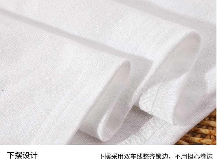 국경 간 새로운 남성 가을 어깨 다용도 순면 무거운 단색 라운드 넥 티셔츠 캐주얼 루즈핏 맨위 티셔츠 반팔 상세 이미지 21
