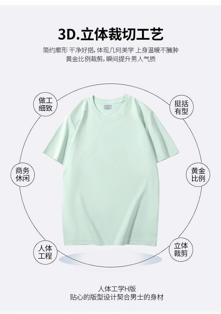 국경 간 새로운 남성 패치워크 다용도 로마 면 무거운 단색 라운드 넥 티셔츠 캐주얼 루즈핏 맨위 티셔츠 반팔 상세 이미지 6