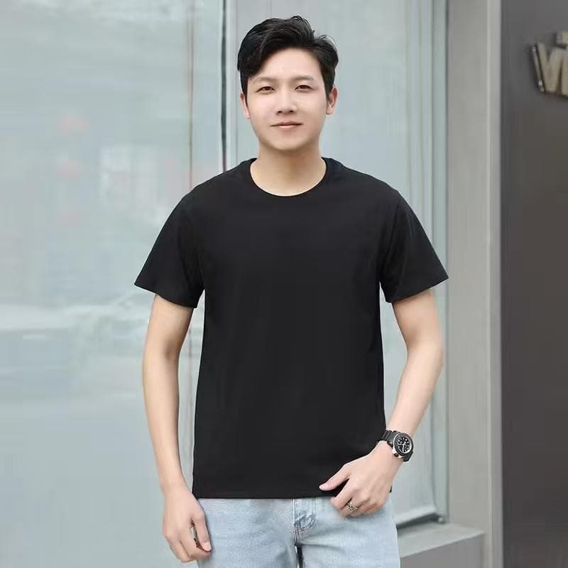 국경 간 새로운 남자 여자 반팔 다용도 순면 단색 라운드 넥 고급 빗질된 면 티셔츠 캐주얼 루즈핏 티셔츠 실행 금액 섹션 이미지 2