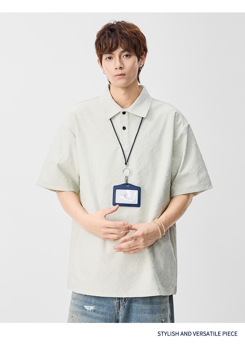 국경 간 남성 순면 조수 브랜드 품질 티셔츠 여름 새로운 루즈핏 맨위 일본식 다용도 반팔 티셔츠 POLO 셔츠 상세 이미지 6