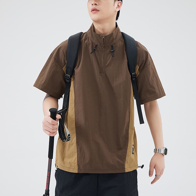 국경 간 남성 봄 여름 새로운 POLO 셔츠 조수 브랜드 캐주얼 티셔츠 고급 센스 단색 맨위 루즈핏 반팔 패션 t