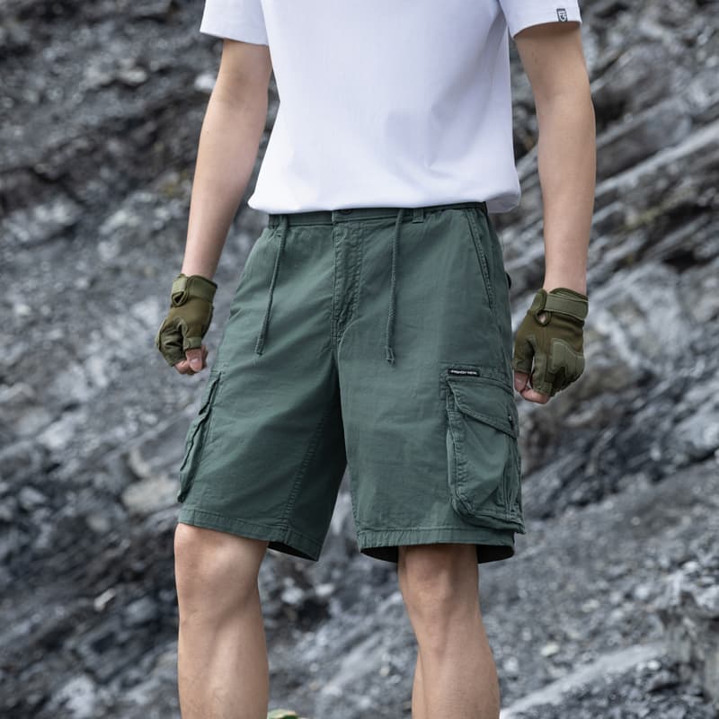 국경 간 순면 워싱 여름 새로운 다섯 노동 분업 바지 캐주얼 루즈핏 남성 반바지 조수 브랜드 고급 센스 남성 의류 이미지 3