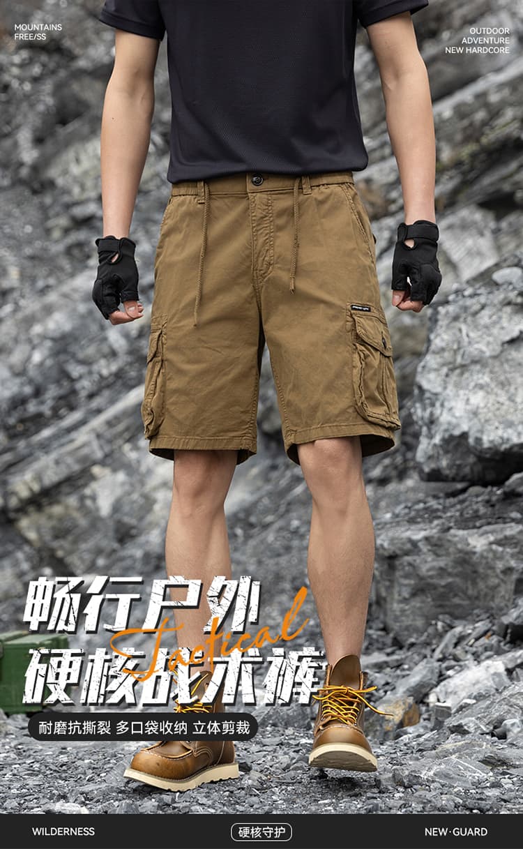 국경 간 순면 워싱 여름 새로운 다섯 노동 분업 바지 캐주얼 루즈핏 남성 반바지 조수 브랜드 고급 센스 남성 의류 상세 이미지 1