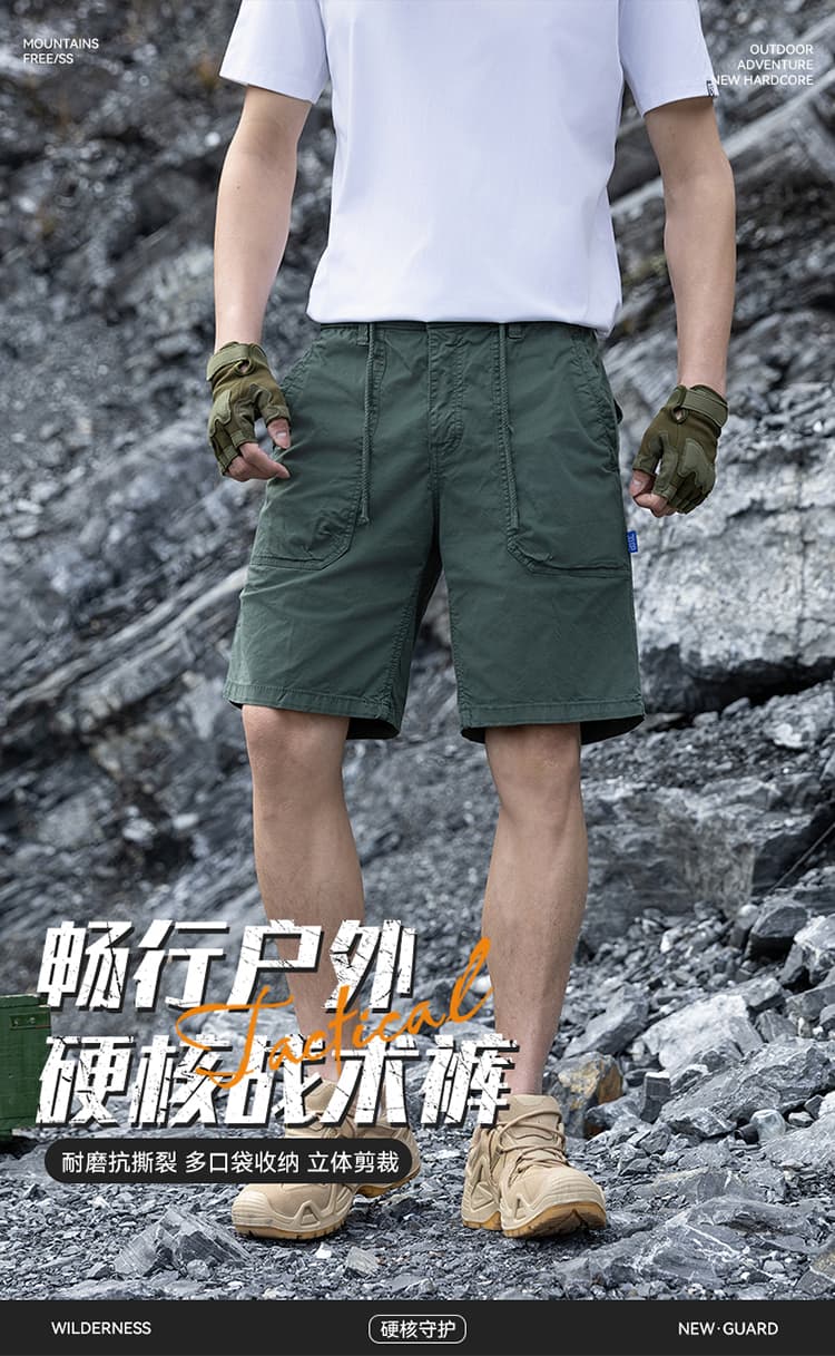 국경 간 순면 워싱 여름 새로운 다섯 노동 분업 바지 캐주얼 루즈핏 남성 반바지 조수 브랜드 고급 센스 남성 의류 상세 이미지 1