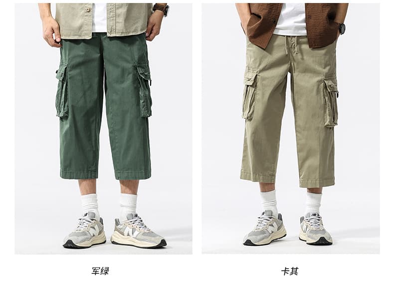 국경 간 순면 남성 워크웨어 팬츠 여름 새로운 조수 브랜드 캐주얼 루즈핏 미니멀리즘 다용도 바지 8 점 바지 남성 의류 상세 이미지 7