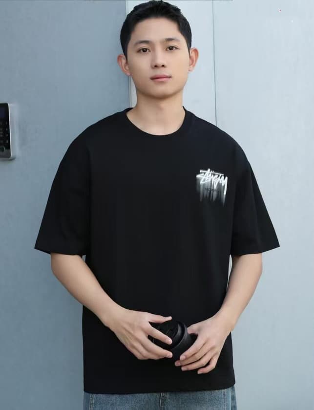 개체 높은 품질 조수 브랜드 패션 프린트 라운드 넥 남성 순면 반팔 다용도 캐주얼 루즈핏 티셔츠 맨위 서비스 이미지 3