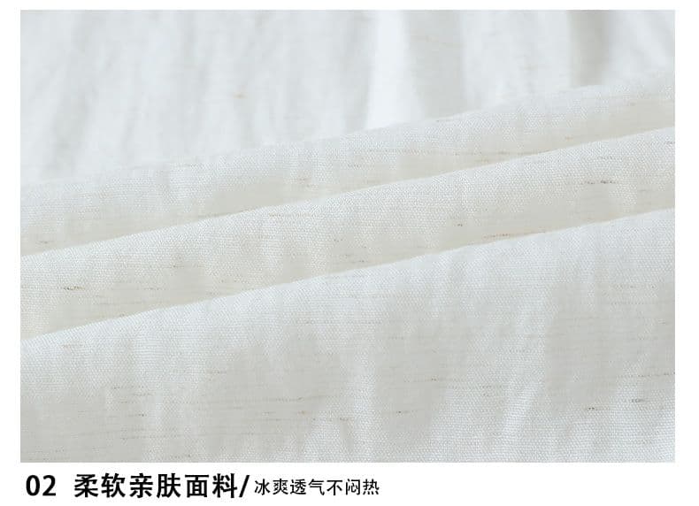 여름 아마 오래된 돈 바람 단색 루즈핏 반팔 셔츠 쿠바 칼라 미니멀리즘 캐주얼 주간 실크 마 남성 의류 셔츠 상세 이미지 17