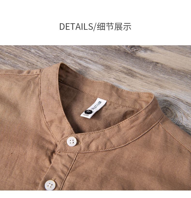 여름 중국풍 티셔츠 맨위 남성 캐주얼 루즈핏 면 린넨 t 반팔 국가 트렌디 스탠드 칼라 아마 통기성 셔츠 상세 이미지 14