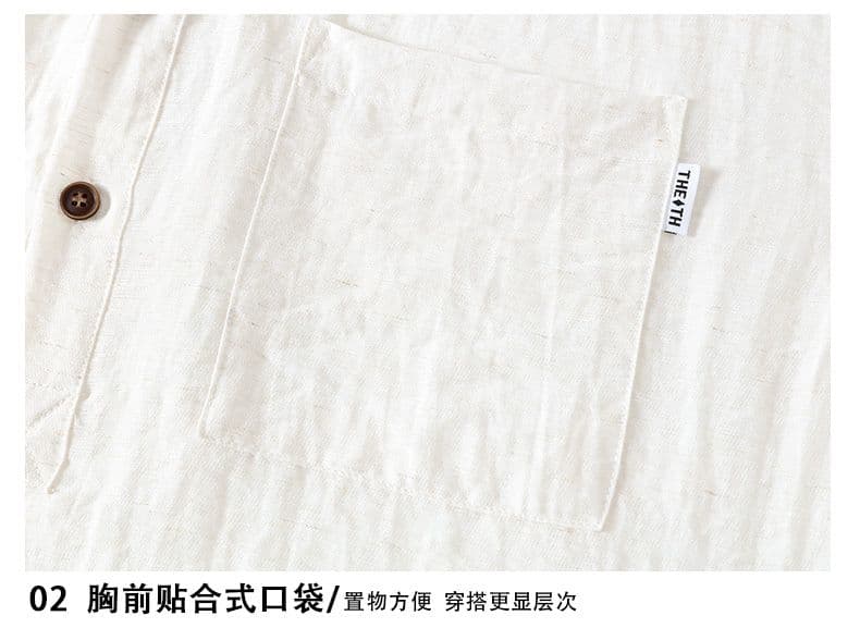 새로운 아마 V넥 오래된 돈 바람 반팔 티셔츠 남성 미니멀리즘 단색 조수 브랜드 악당 잘 생긴 POLO 셔츠 캐주얼 맨위 상세 이미지 12