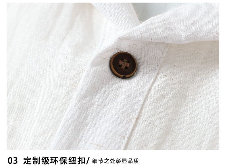 면 린넨 티셔츠 새로운 쿠바 칼라 단색 얇은 스타일 루즈핏 반팔 오래된 돈 바람 악당 잘 생긴 조수 브랜드 티셔츠 아마 POLO 셔츠 상세 이미지 16