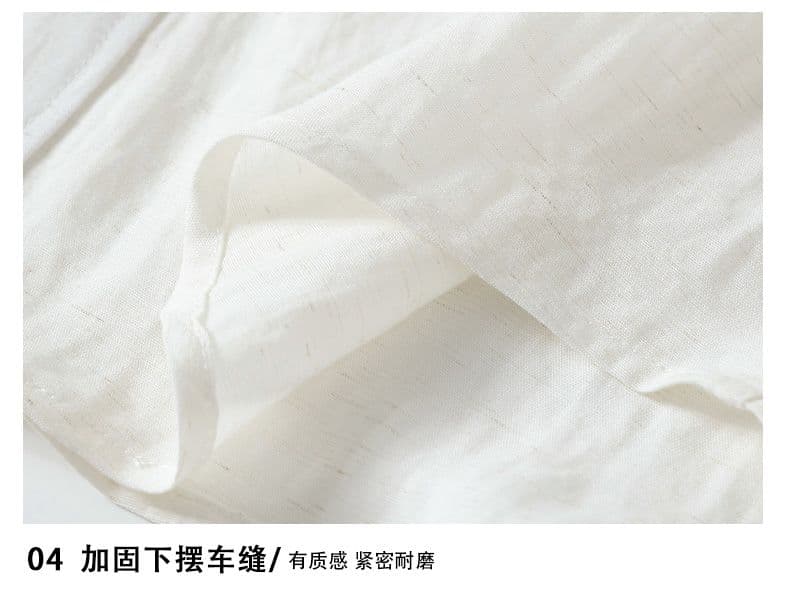 주간 실크 마 셔츠 반팔 남자 단색 비즈니스 캐주얼 미니멀리즘 화이트 셔츠 인터넷 에디션 단색 여름 아마 남성 의류 상세 이미지 22