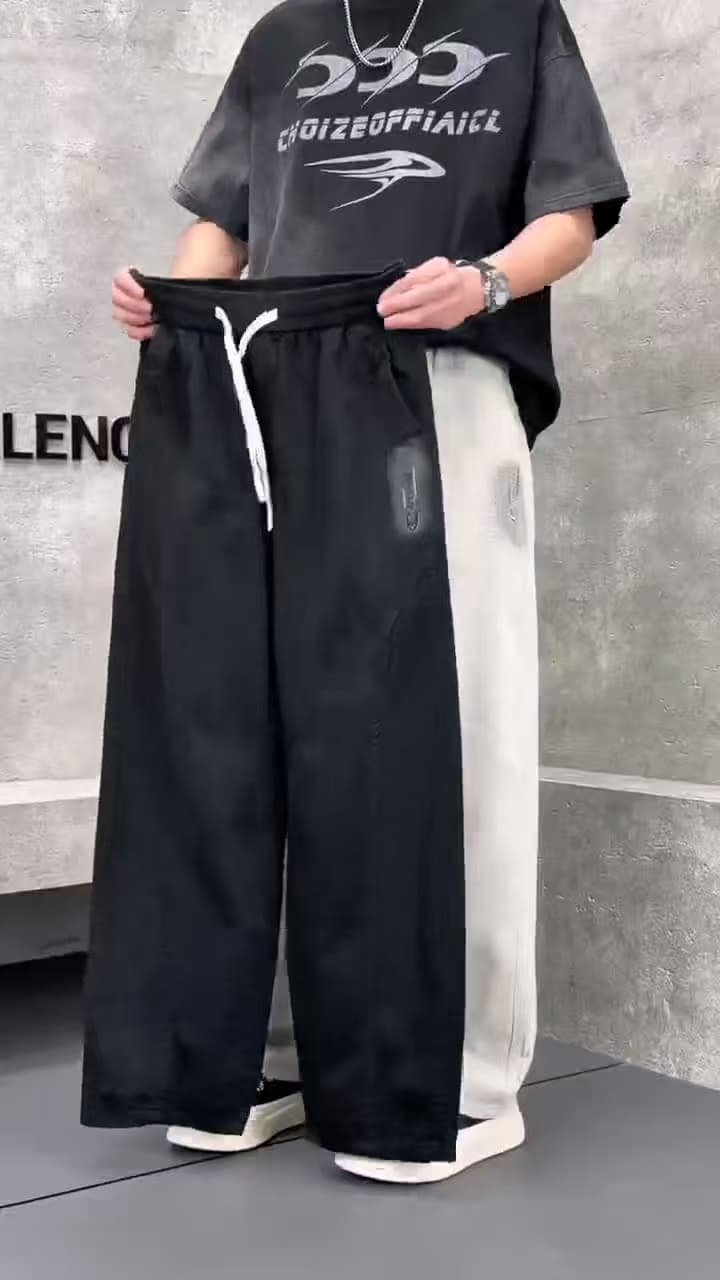 개체 워시 물 면 남성 캐주얼 와이드 레그 팬츠 봄 여름 가을 아메리칸 조수 브랜드 악당 잘 생긴 루즈핏 얇은 스타일 스트레이트 9부 바지 상세 이미지 2