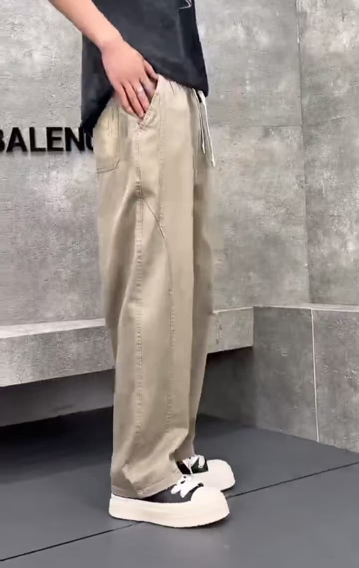개체 워시 물 면 남성 캐주얼 와이드 레그 팬츠 봄 여름 가을 아메리칸 조수 브랜드 악당 잘 생긴 루즈핏 얇은 스타일 스트레이트 9부 바지 상세 이미지 5