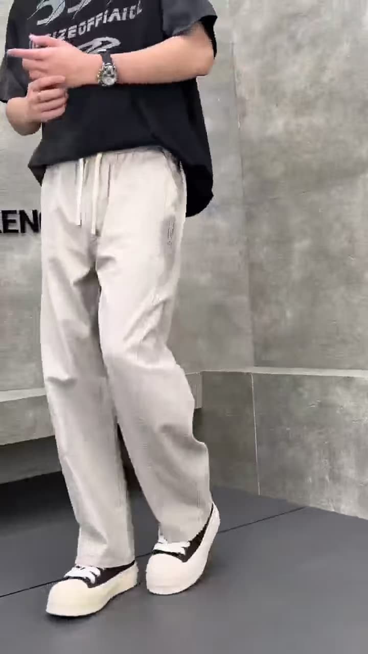 개체 워시 물 면 남성 캐주얼 와이드 레그 팬츠 봄 여름 가을 아메리칸 조수 브랜드 악당 잘 생긴 루즈핏 얇은 스타일 스트레이트 9부 바지 상세 이미지 6