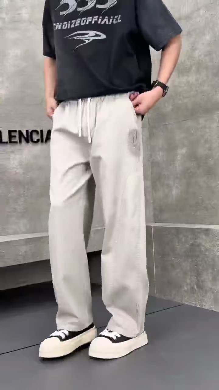 개체 워시 물 면 남성 캐주얼 와이드 레그 팬츠 봄 여름 가을 아메리칸 조수 브랜드 악당 잘 생긴 루즈핏 얇은 스타일 스트레이트 9부 바지 상세 이미지 15