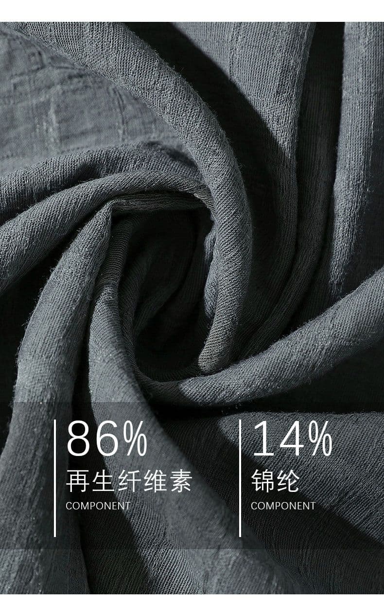 여름 어둠 곡물 체크무늬 반팔 셔츠 남성 루즈핏 나일론 주머니 섹션 레트로 질감 센스 통기성 셔츠 남성 의류 상세 이미지 3