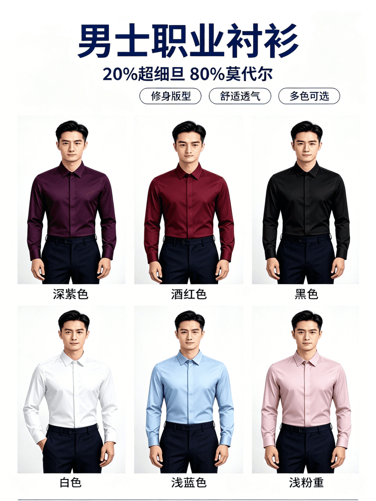 여름 새로운 모달 셔츠 남성 몸매 가꾸기 편안함 통기성 사업 수정 로드 중 화이트 반팔 인치 셔츠 남성 상세 이미지 2