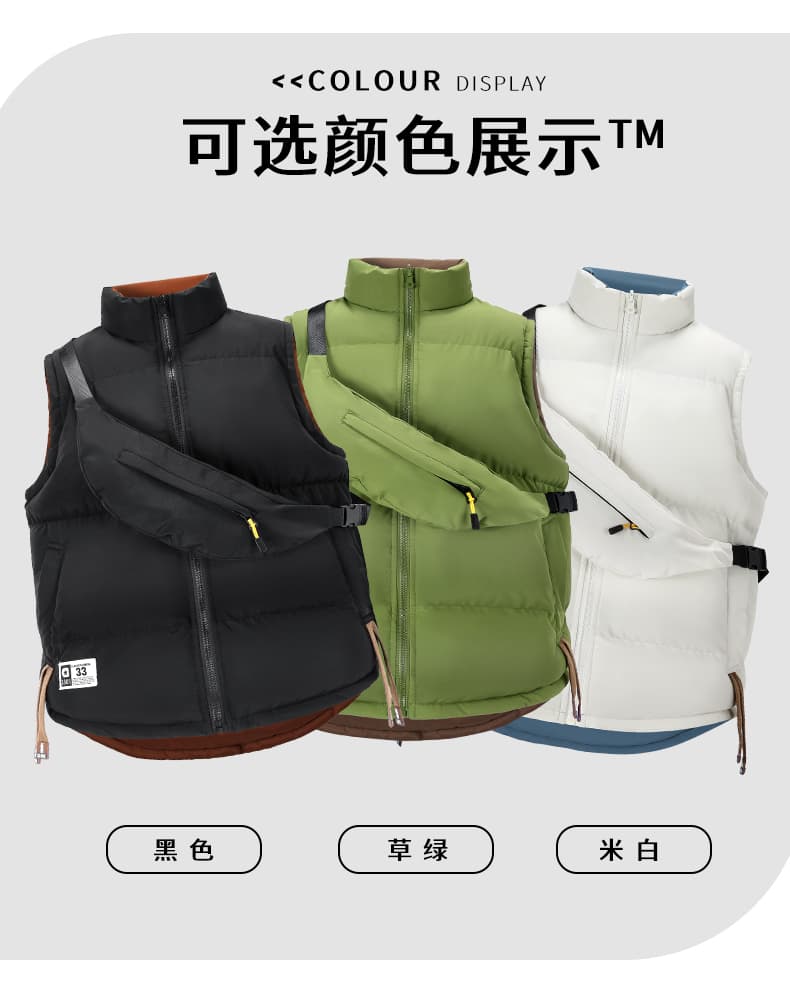 양면 착용 가을 겨울 남성 면 옷 조끼 조끼 조수 브랜드 양면 착용 양성 및 음성 착용 재킷 십자가 패키지 커플 베스트 상세 이미지 5
