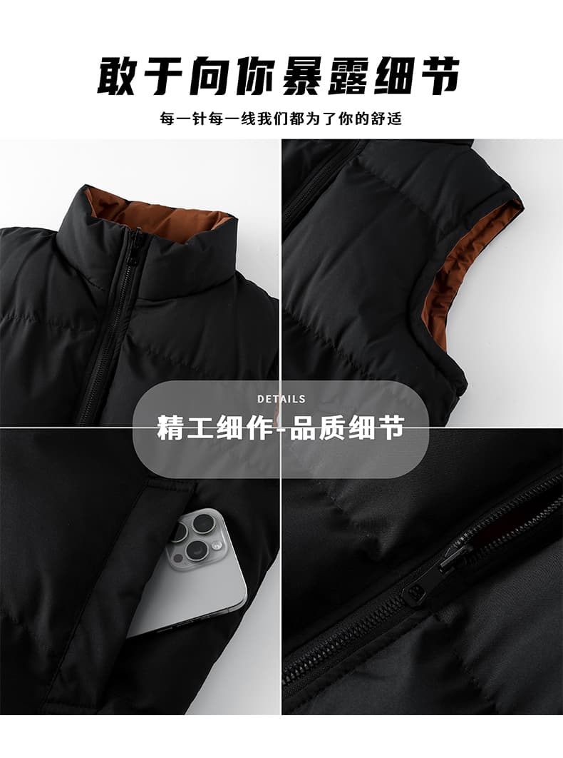 양면 착용 가을 겨울 남성 면 옷 조끼 조끼 조수 브랜드 양면 착용 양성 및 음성 착용 재킷 십자가 패키지 커플 베스트 상세 이미지 8
