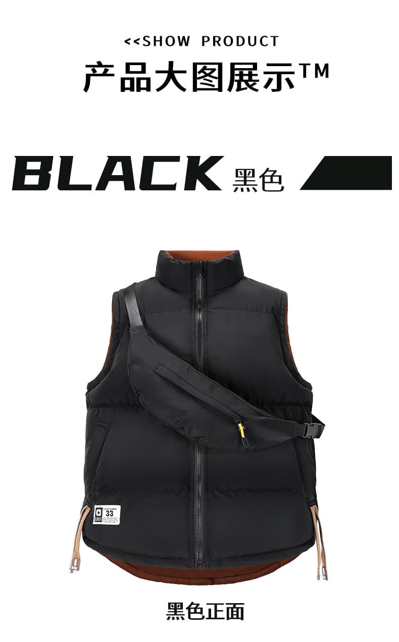 양면 착용 가을 겨울 남성 면 옷 조끼 조끼 조수 브랜드 양면 착용 양성 및 음성 착용 재킷 십자가 패키지 커플 베스트 상세 이미지 9