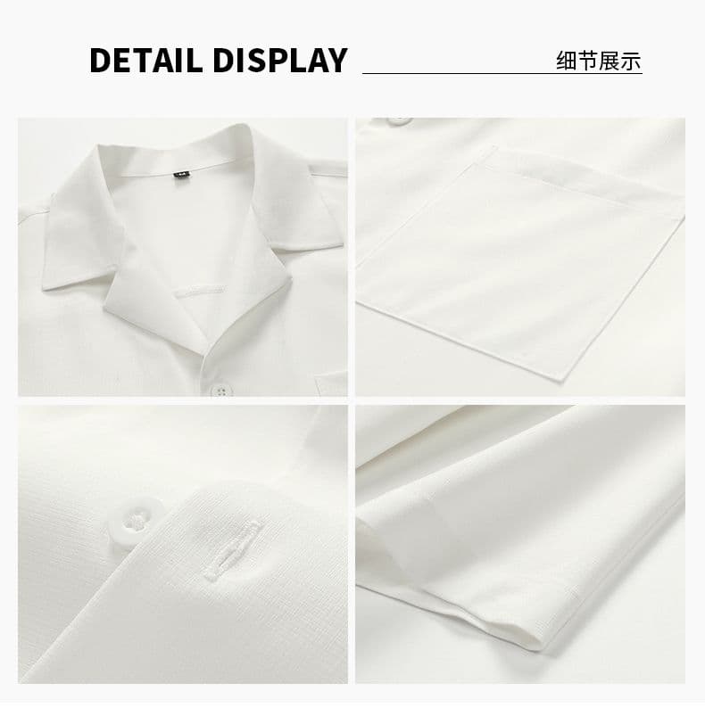 새로운 여름 넓은 에디션 루즈핏 얇고 가벼운 모방 마 셔츠 남성 도루 피하다. 저항 주름 에어컨 셔츠 얇은 코트 캐주얼 셔츠 상세 이미지 4