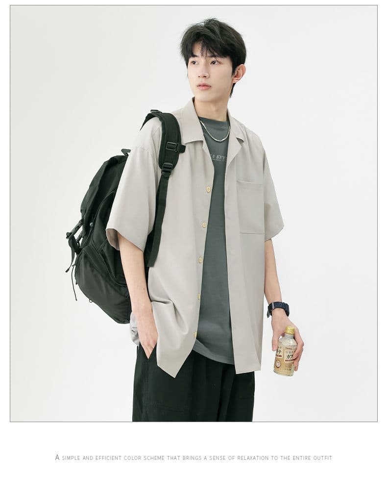 새로운 여름 넓은 에디션 루즈핏 얇고 가벼운 모방 마 셔츠 남성 도루 피하다. 저항 주름 에어컨 셔츠 얇은 코트 캐주얼 셔츠 상세 이미지 7