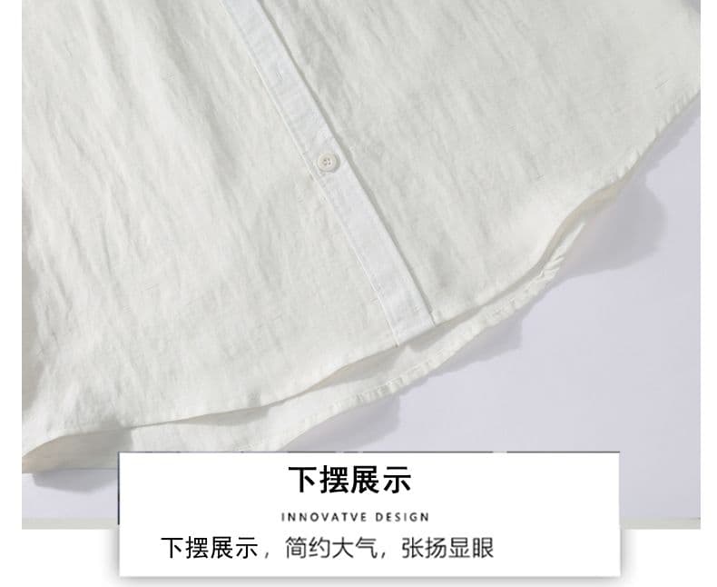 주간 실크 아마 일본식 반팔 셔츠 루즈핏 미니멀리즘 인기 다용도 편안함 단색 자수 새로운 여름 셔츠 상세 이미지 18