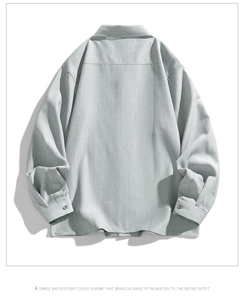 새로운 여름 넓은 에디션 루즈핏 얇고 가벼운 모방 마 셔츠 남성 도루 피하다. 저항 주름 에어컨 셔츠 얇은 코트 캐주얼 셔츠 상세 이미지 6