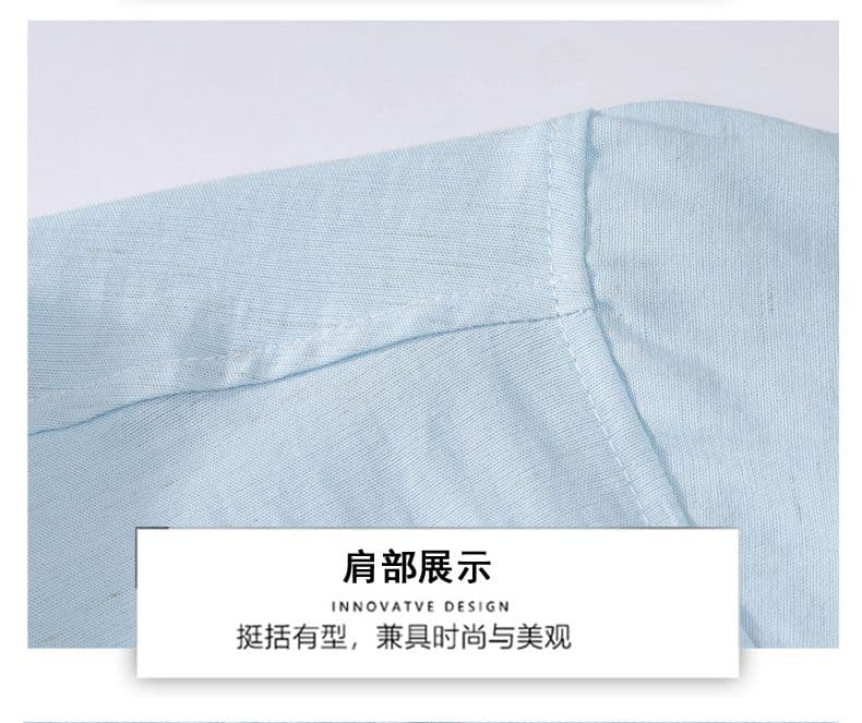 주간 실크 아마 일본식 반팔 셔츠 루즈핏 미니멀리즘 인기 다용도 편안함 단색 자수 새로운 여름 셔츠 상세 이미지 15