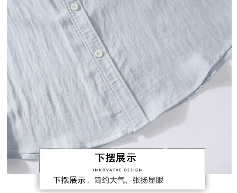 주간 실크 아마 중간 소매 셔츠 루즈핏 캐주얼 미니멀리즘 인기 다용도 편안함 단색 맨위 새로운 여름 셔츠 상세 이미지 20
