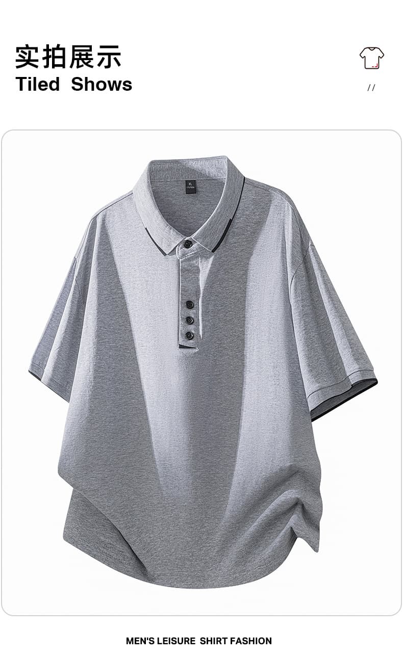 순면 반팔 남성 비료 추가 증가 루즈핏 여름 폴로 칼라 빅 사이즈 팻 맨 POLO 셔츠 패션 캐주얼 맨위 상세 이미지 14